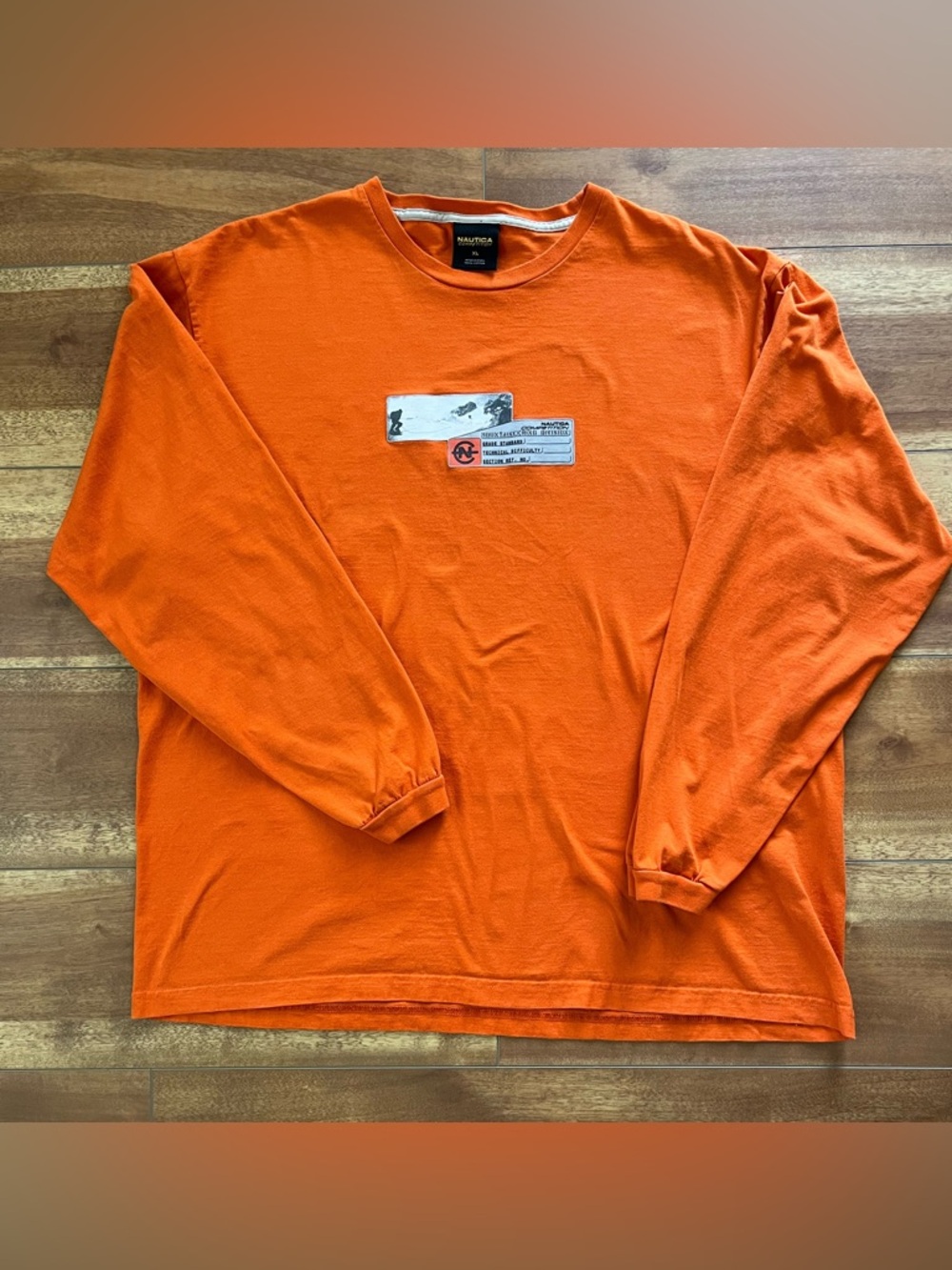 Y2K Nautica Competition Orange Long Sleeve Graphic Tee